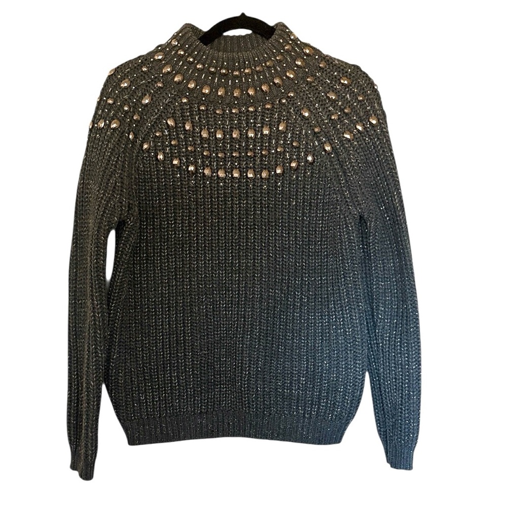 Cliche’ studded sweater, grey with silver studs, size L